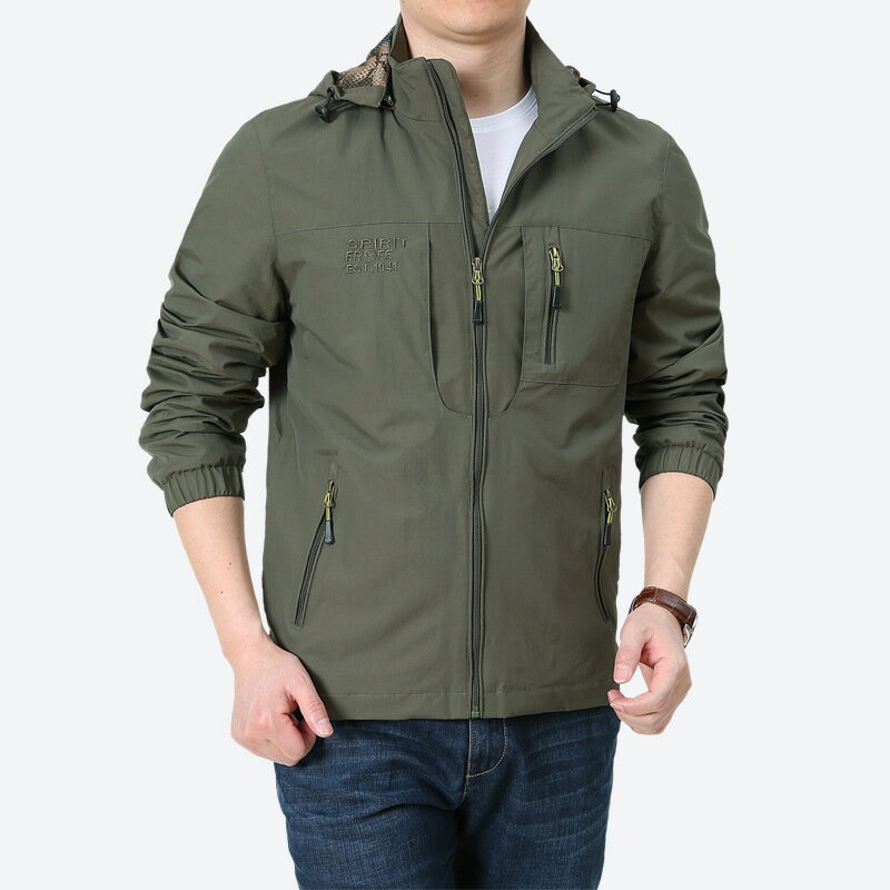 【巴黎精品】衝鋒衣防風外套-戶外休閒多口袋連帽男女夾克5色a1gw44