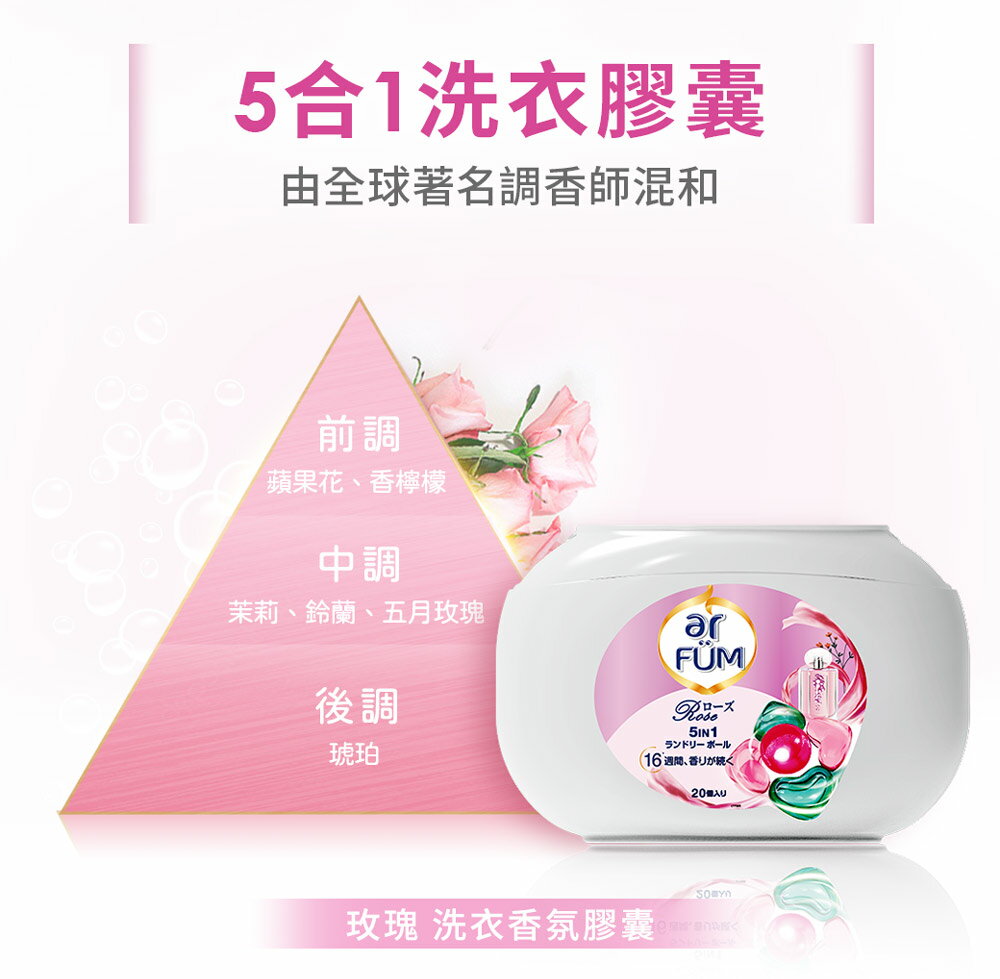 ar FUM 紡優美 5合1香氛洗衣膠囊/洗衣球 洗衣凝膠球 洗衣膠球 補充包45顆 (3入)共135顆 抗菌/木質調/花香調/五合一濃縮/強力洗淨/護色/抗臭 9