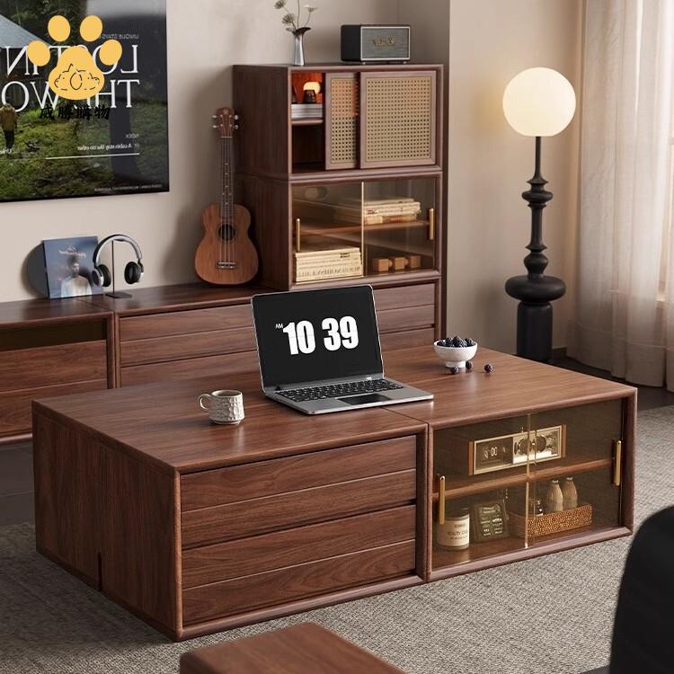 免運 可開發票!非洲黑胡桃實木 新中式組合櫃 書櫃 床頭櫃 儲物組合藤編玻璃門多樣櫃WW927