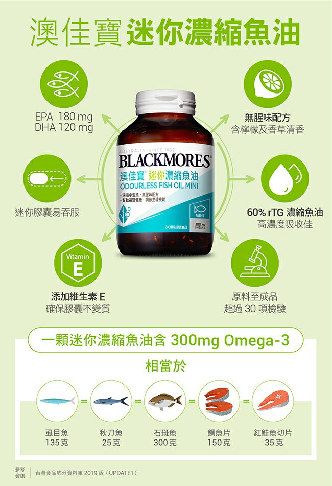 澳佳寶魚油Blackmores 迷你膠囊 無腥味濃縮深海魚油(200顆/瓶) 5