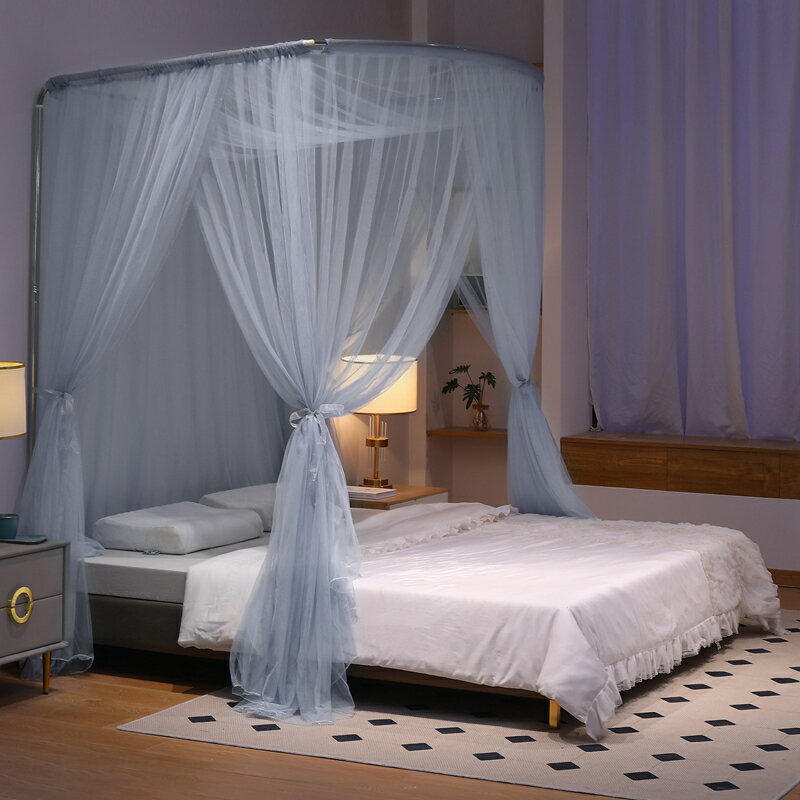 A類蚊帳U型伸縮不銹鋼支架落地家用高級新款臥室床幔公主床簾幔紗