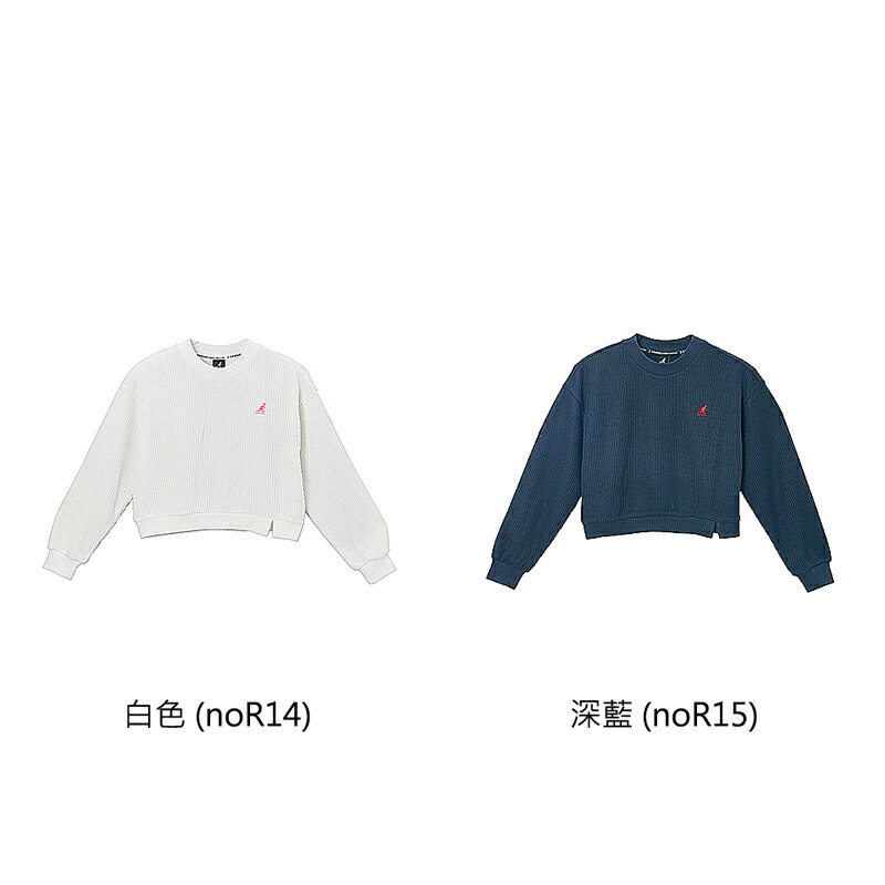 KANGOL 長袖上衣 運動休閒 女款 短版 坑條紋 64521007