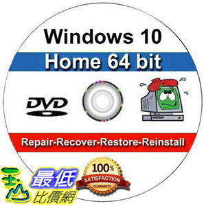 [106美國直購] 系統盤 Windows 10 Home 64-Bit Install | Boot | Recovery | Restore DVD Disc Disk Perfect