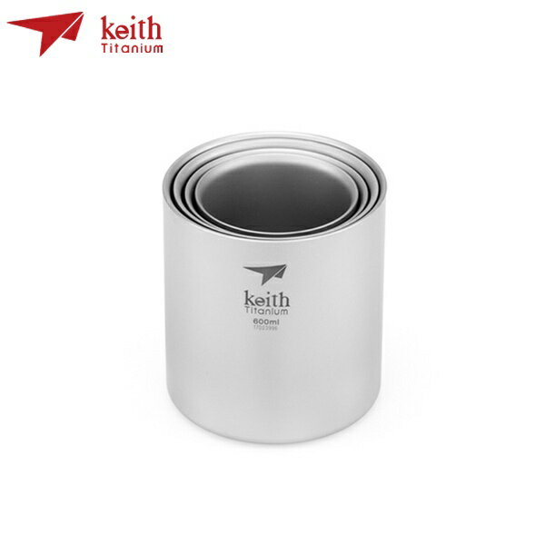 【Keith】鎧斯Ti3501 純鈦雙層保溫杯 600ml (無杯蓋) / 可疊式四件組 / 露營杯具《長毛象休閒旅遊名店》
