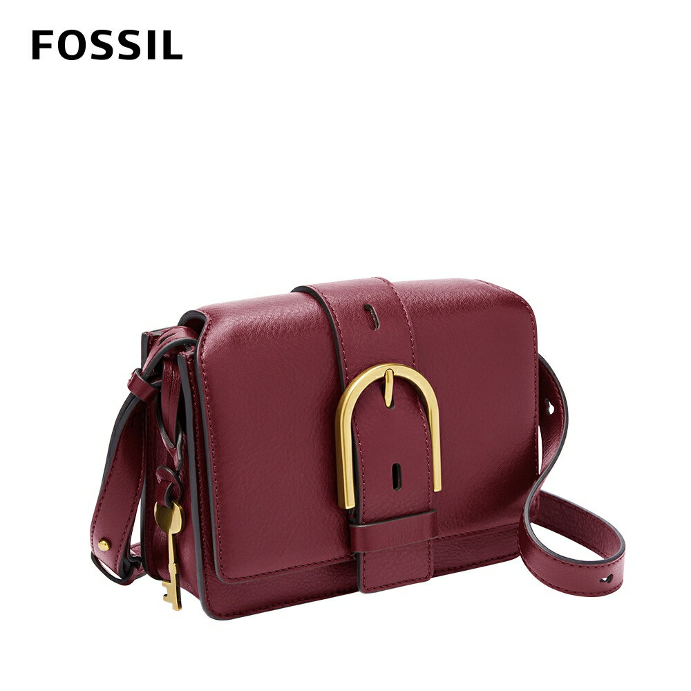 送禮首選★FOSSIL Wiley 真皮復古美型側揹包-咖啡紅色 ZB7885599【美國時尚品牌】 附防塵袋+提袋【全館滿額折價★FOSSIL全系列包夾送美妝蛋】