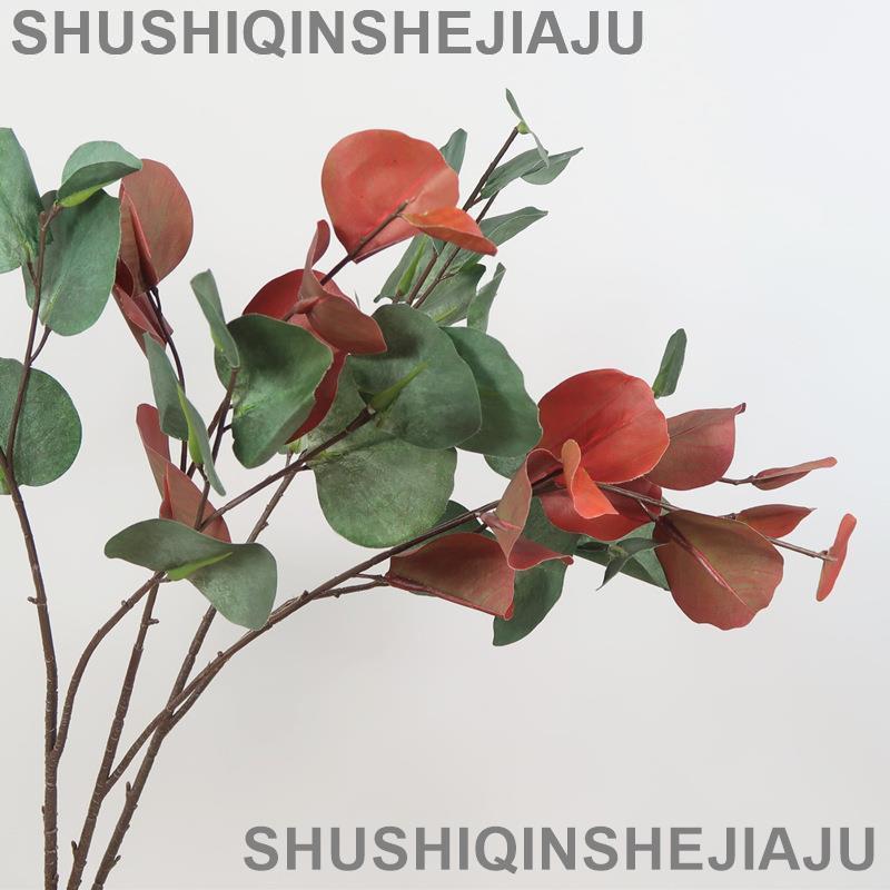 滿280元出貨 仿真花 假花 可開發票 北歐簡約模擬綠植單枝圓形尤加利插花配花家居辦公室裝飾植物擺件