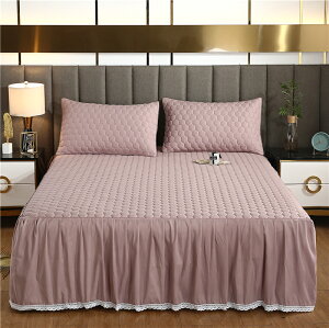 雙人加厚床罩床裙公主式夾棉純色花邊床套防滑床單1.5m床上1.8米