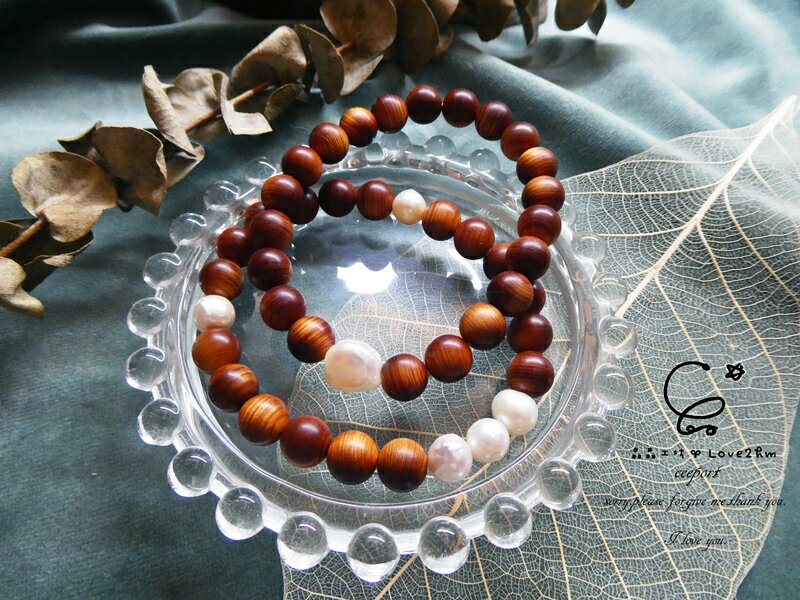沐日崖柏巴洛克珍珠設計手鍊 崖柏 珍珠 木質手鍊 晶晶工坊-love2hm 4