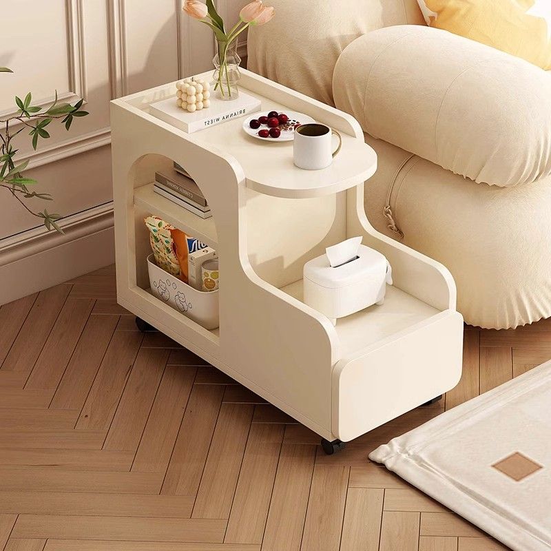 床頭櫃奶油風可移動收納小推車臥室床邊置物架家用沙發邊櫃側邊櫃