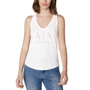 美國百分百【Armani Exchange】挖背 背心 AX 無袖 logo 上衣 T-shirt 白色 女 XS S號 I208