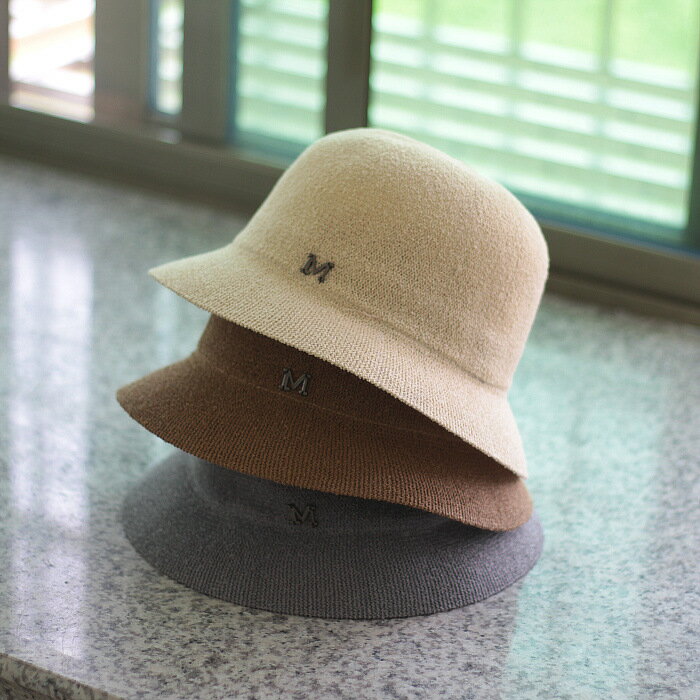 韓國m標女士氣質棉麻遮陽帽子女夏天可折疊漁夫帽盆帽薄款透氣1入