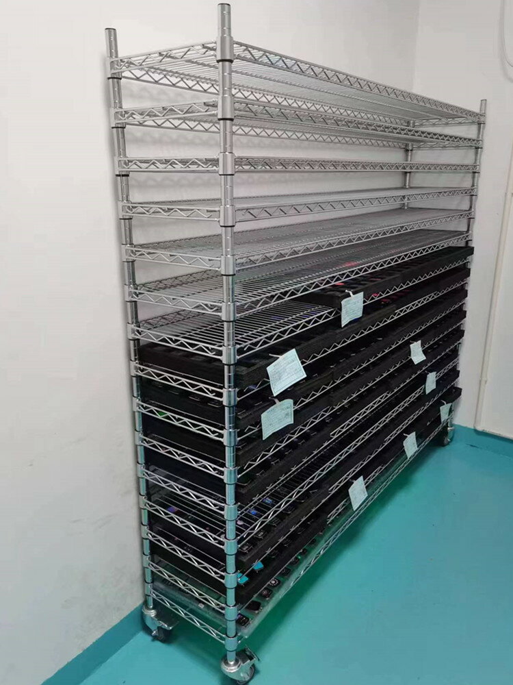 倉庫多層置物架帶輪移動儲物線網貨架鍍鉻展示架物料架不銹鋼貨架