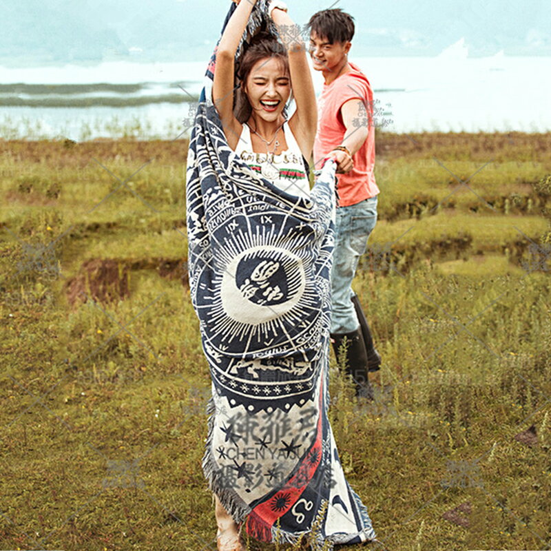 創意旅拍外景拍攝毛毯 英倫復古風戶外毯子 影樓婚紗攝影道具地毯 2