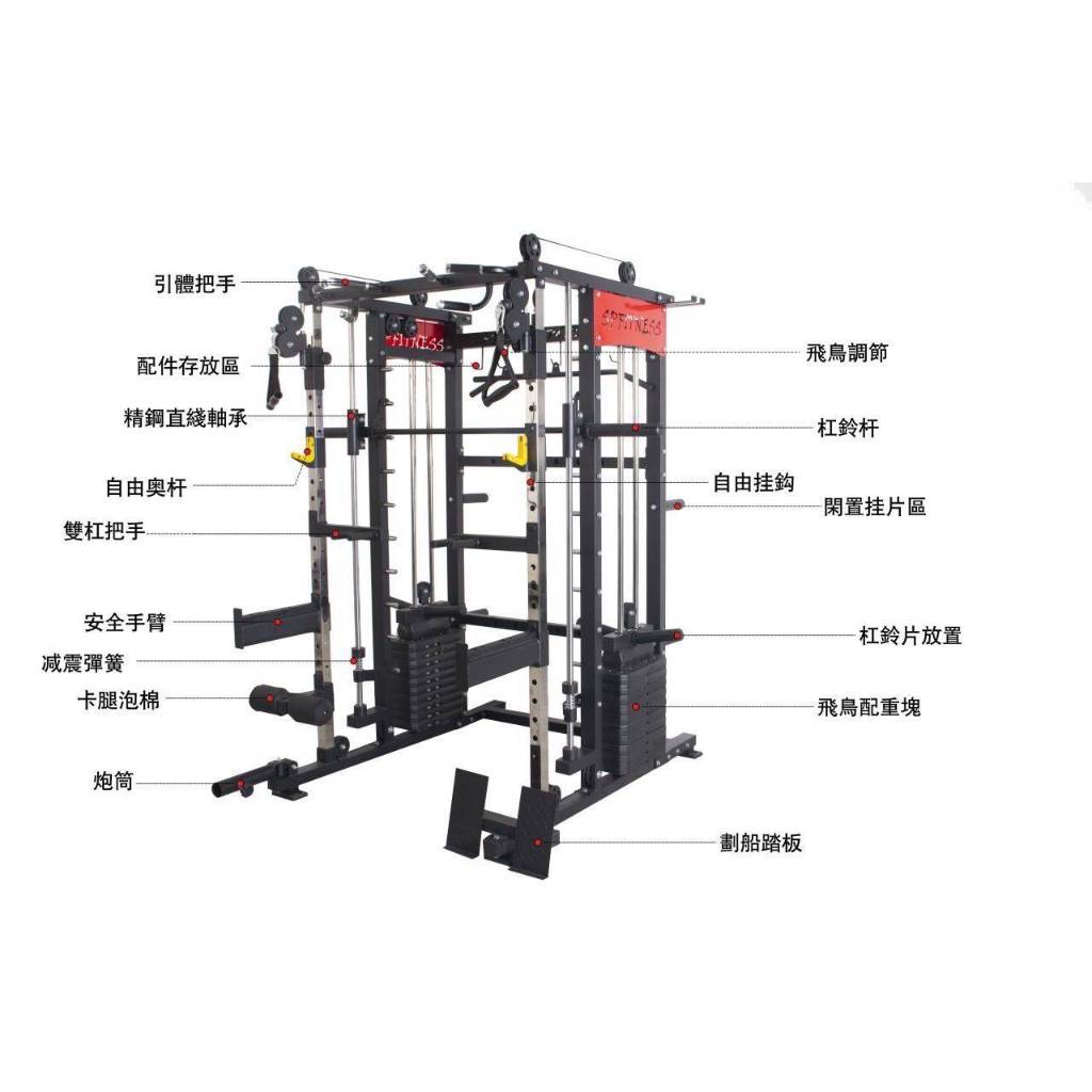 【LANPOWER】定金賣場 G88史密斯訓練架 多功能深蹲架 飛鳥採用插銷(精鋼配重70KG/水泥單邊配重65KG) 2