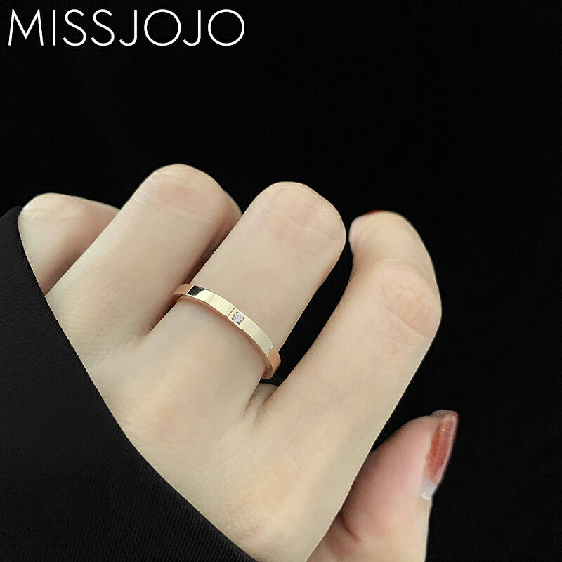 日韓版基本款簡約單鉆三鉆鈦鋼鍍18K玫瑰金細款食指尾戒指女韓國