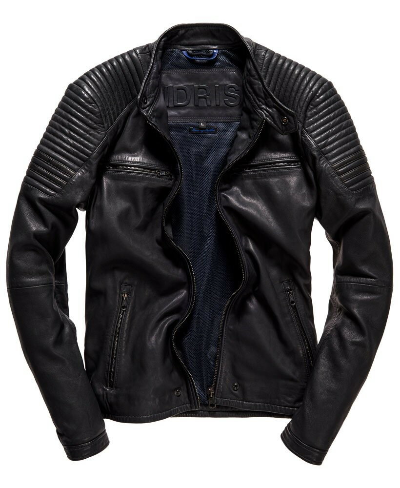 跩狗嚴選 極度乾燥 Superdry IDRIS Racer Lite 輕量版 四季可穿 真皮 皮衣 外套 墨黑色 騎士 盔甲 龜甲
