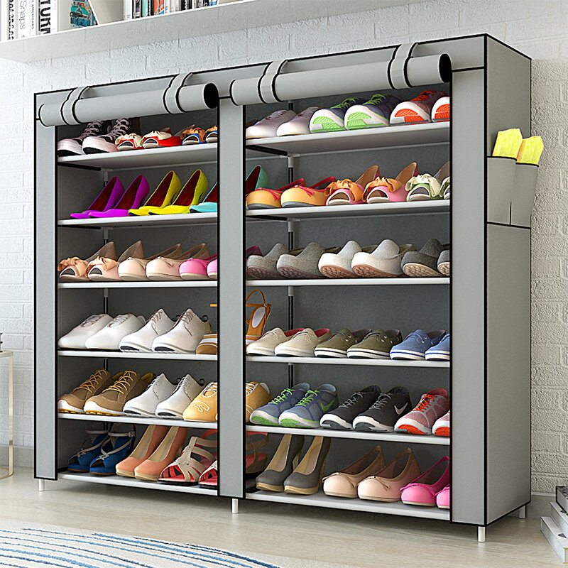 開迪櫃防塵雙排簡易多層鞋布鞋櫃組裝收納簡約現代加固鞋架