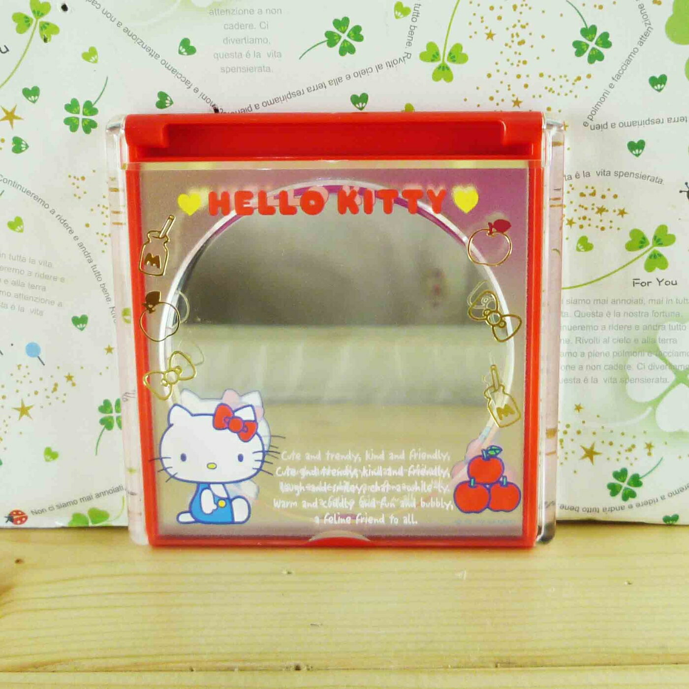 【震撼精品百貨】Hello Kitty 凱蒂貓-摺疊鏡-紅蘋果 震撼日式精品百貨