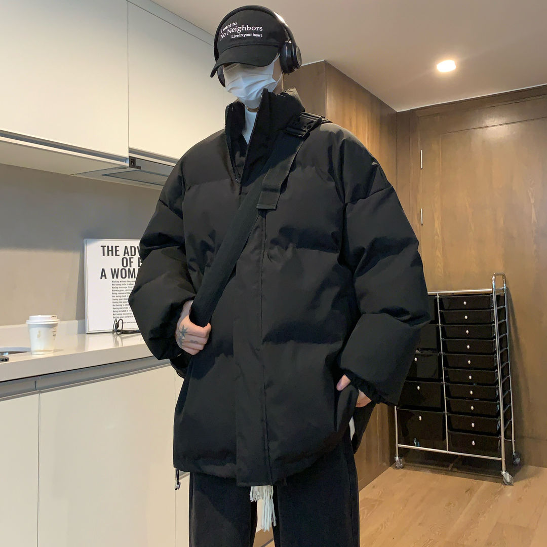 美拉德棉服男冬季新款潮流純色百搭加厚保暖休閑寬松棉衣美式外套-貼心家居