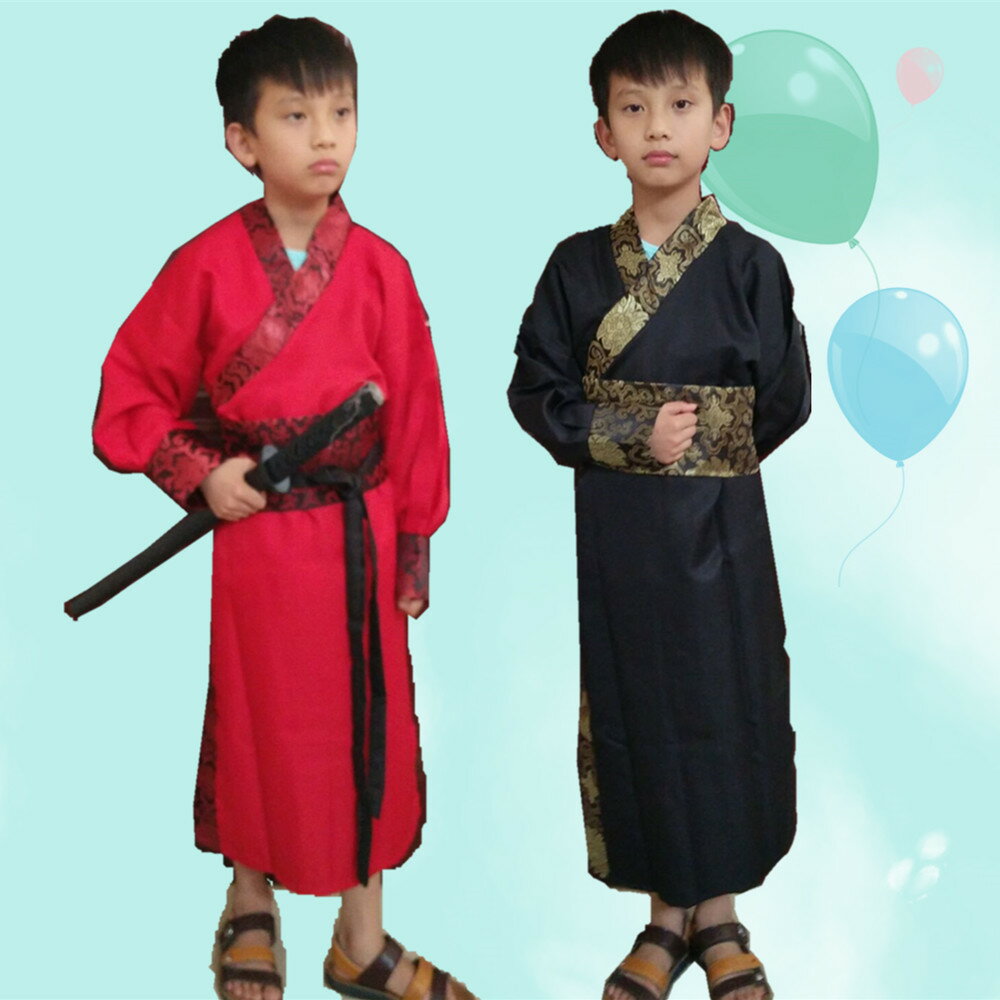 新款兒童漢服男男女童古裝漢服俠客cos舞臺劇寫真演出服弟子規