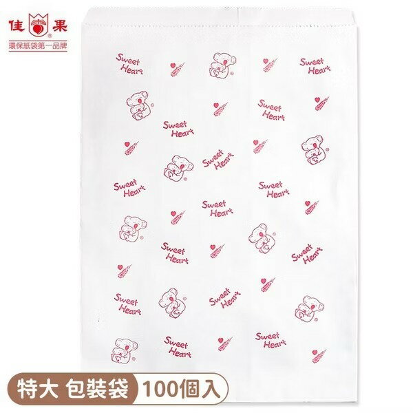 特大 包裝袋 佳果包裝紙袋 環保包裝紙袋 /一包100個入(定200) 901 花紙袋 白底帶花 32cm x 23cm -文