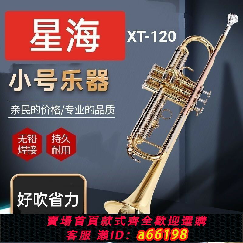【臺灣公司 可開發票】全新星海小號降B調學生成人初學考級專業演奏通用小號樂器XT-120
