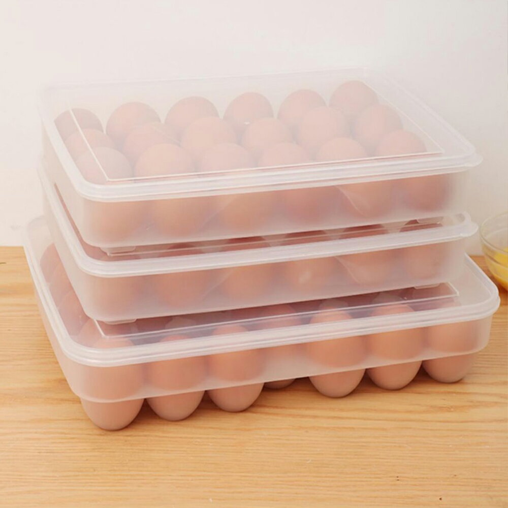 24/34格帶蓋雞蛋鴨蛋收納盒 冰箱用放雞蛋保鮮收納盒 可疊加透明保鮮盒 塑膠雞蛋格【SV61124】BO雜貨