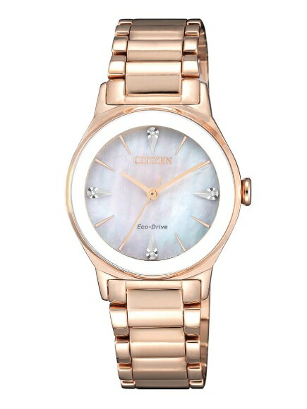 CITIZEN 星辰錶 EM0738-80D LADY'S系列 時尚典雅光動能女錶/天然鑽石/白蝶貝面板 28.2mm｜樂天領券折300★全館特惠中★指定刷卡回饋10%