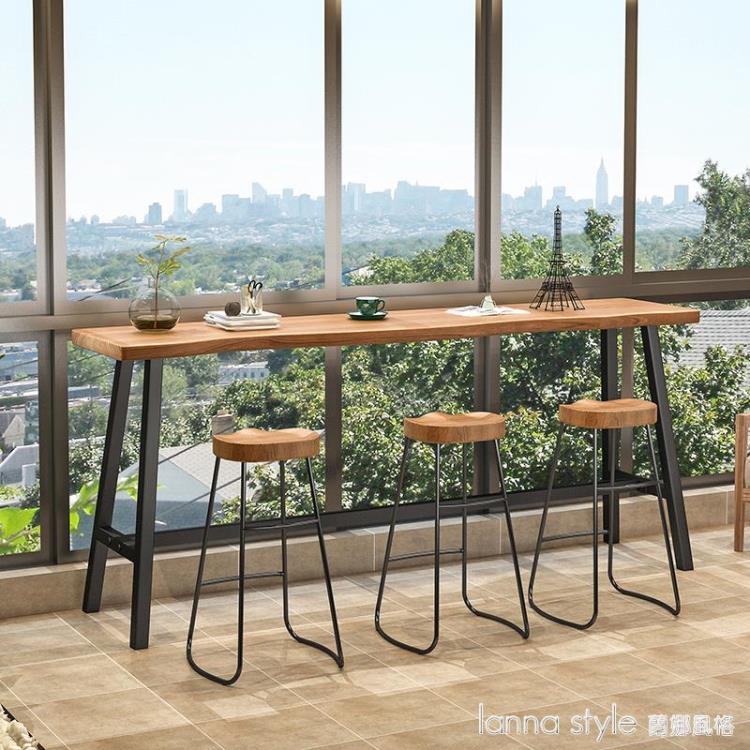 實木靠窗陽台吧台桌家用靠牆高腳窄桌子玄關長條小吧台原木整板桌