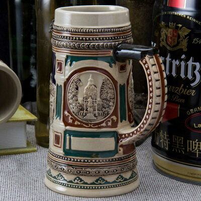 咖啡杯 彩繪馬克杯-大容量立體歐式建築浮雕陶瓷水杯2色72ax18【獨家進口】【米蘭精品】