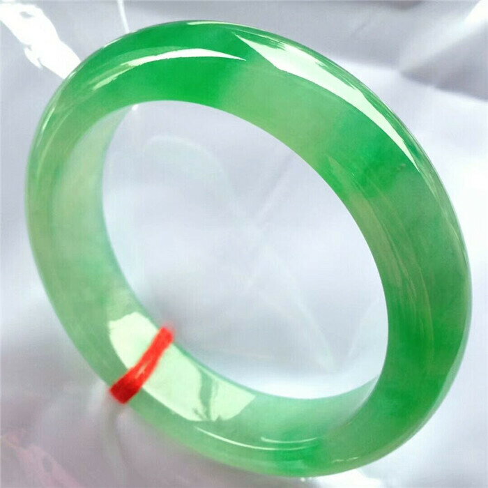 【現貨】冰種陽綠翡翠手鐲飄綠玉鐲子飄花玉手鐲翡翠處理細款少女辣綠玉鐲【北歐家居生活】