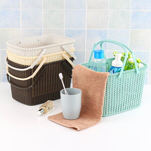 手提洗澡籃子放洗漱用品的浴筐韓國可愛洗浴沐浴藍浴室收納框塑料