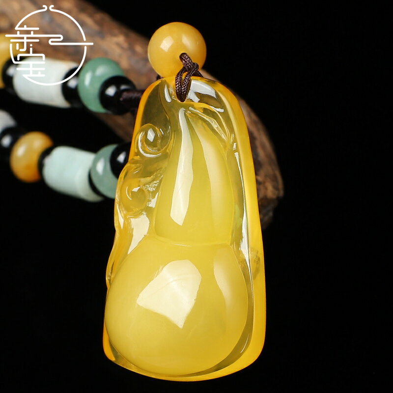 波羅的海蜜蠟吊墜女男款 雞油黃金絞蜜蜜蠟 琥珀雕刻項墜