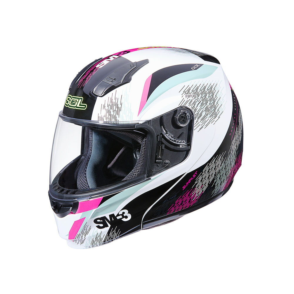 【SOL Helmets】SM-3可掀式安全帽 (流星 白/粉) ｜ SOL安全帽官方商城