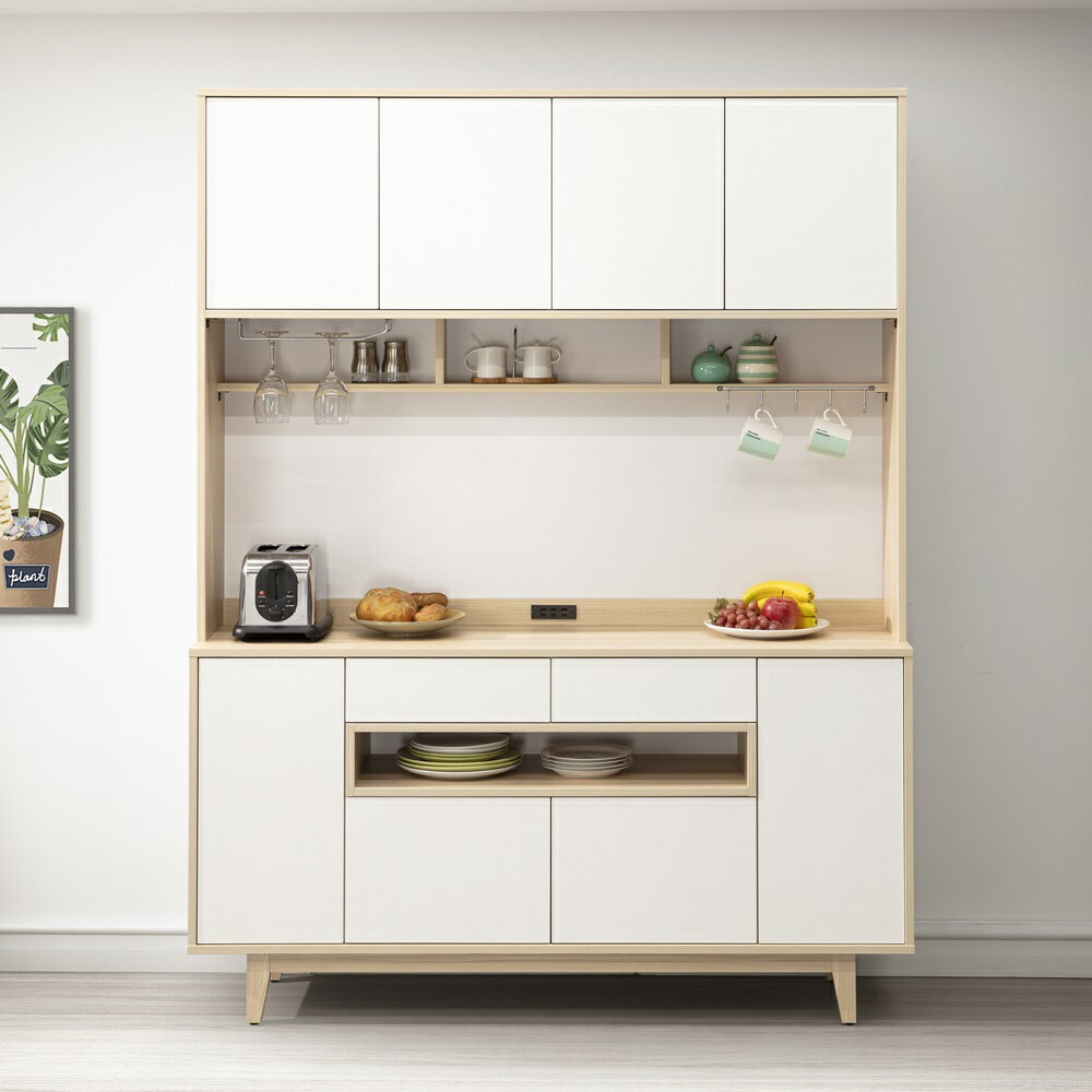 【直人木業】STAR北歐風系統板151公分上下廚櫃組｜APP結帳再賺4%點數#雙11狂購節 1