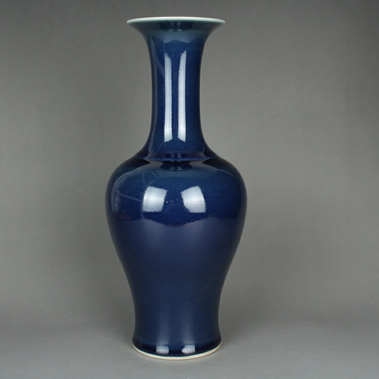 大明天啟祭藍釉觀音瓶花瓶 古董古玩陶瓷器手工民間收藏品擺件