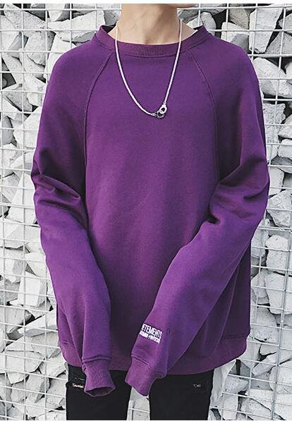 FINDSENSE 品牌 男士 外套 春季新款向前拉伸袖子特殊版型寬鬆紫色衛衣