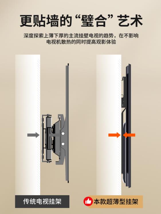 超薄電視機掛架通用壁掛支架適用于小米海信55/60/65/75英寸1137 99購物節