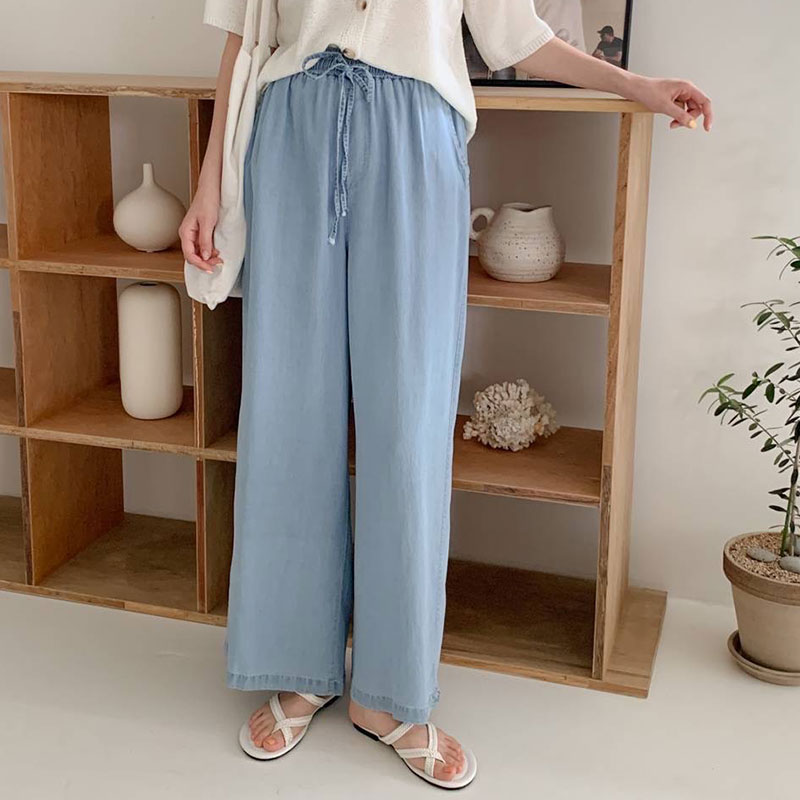 ANNAS 正韓 牛仔寬褲 牛仔褲 牛仔長褲 大寬褲 闊腿褲 寬鬆 顯瘦 高腰 夏天薄款牛仔布 韓國 3