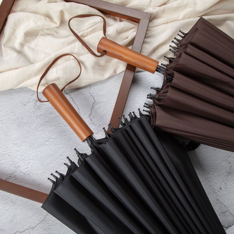 雨傘 24骨超大木柄加固防風商務大號雙人三人雨傘直柄纖維傘廣告傘批發 幸福驛站