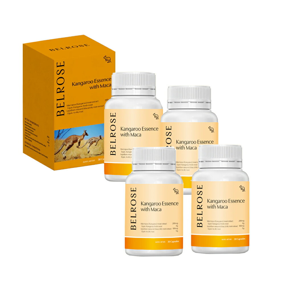 澳洲澳倍美Belrose 頂級袋鼠精+ 馬卡膠囊(4入組 30顆/瓶) 即期品-2026年5月到期