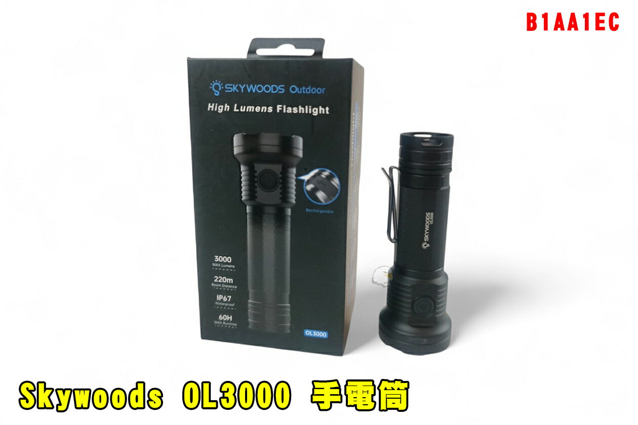 【翔準AOG】Skywoods OL3000 手電筒 B1AA1EC 3000流明 電筒 手持燈 照射220米 手持電筒