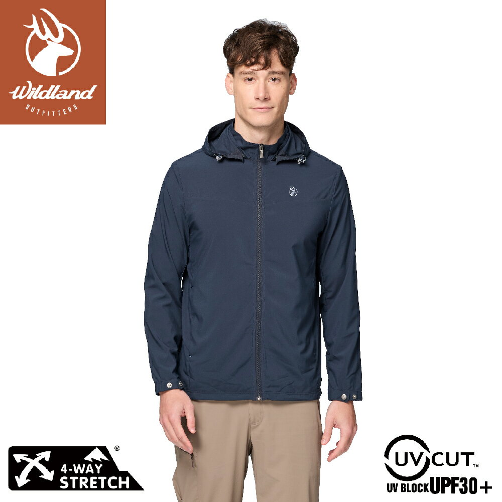 【Wildland 荒野 男 彈性透氣抗UV50輕薄外套《秀姑藍山》】0B31908/防曬外套/機能外套