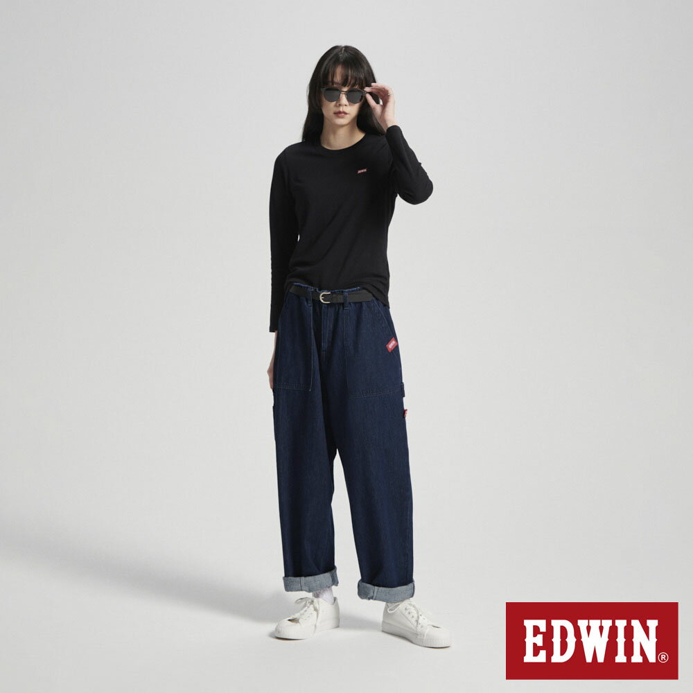 EDWIN WILDFIRE 圓領長袖T恤-女款 黑色