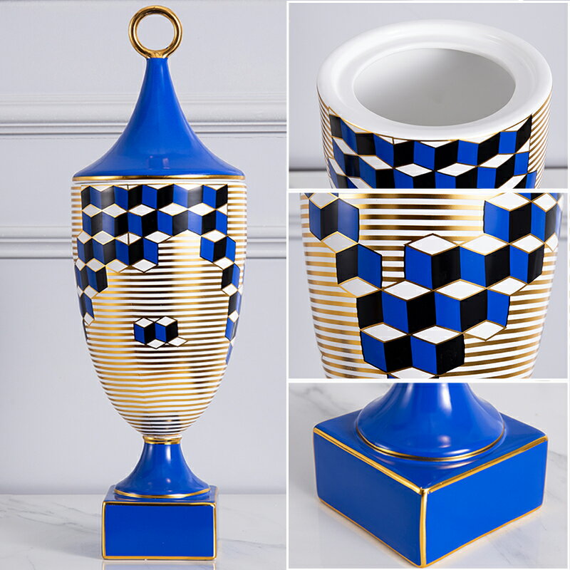 蝶陶花瓶美式輕奢風花器凡爾賽迷宮藝術設計師樣板間擺件玄關餐桌 7