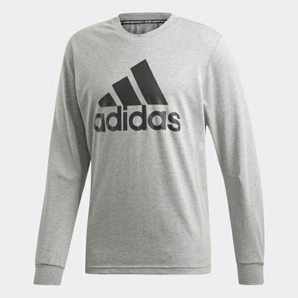adidas 愛迪達 基本款 LOGO 長袖上衣 男 DX7667 灰