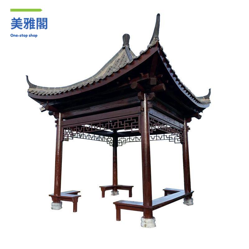 仿古六角亭四角涼亭花園庭院復古園林定制古建涼亭戶外防腐木涼亭myg9041