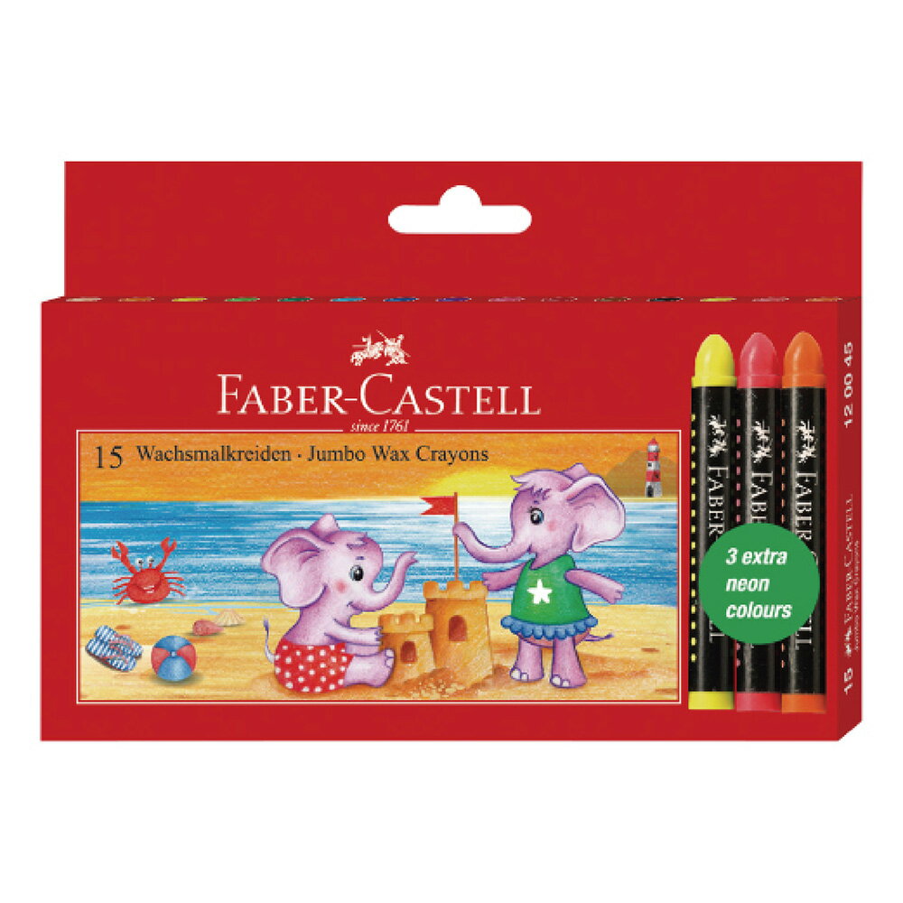 FABER-CASTELL 輝柏 長鼻象 15色 (12色+3支螢光色) /盒 120045【APP滿額下單4%點數(單一帳號最高1500點)】6/30止