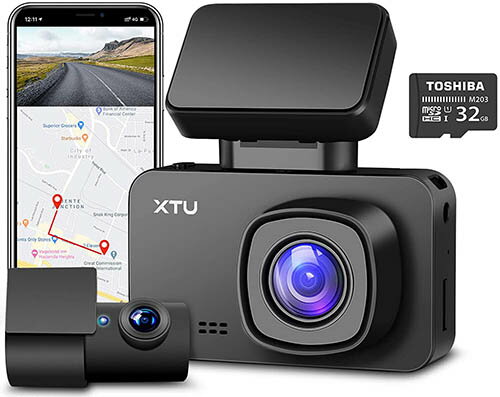 XTU【美國代購】4K行車記錄器 WiFi SONY傳感器 雙攝像頭1440P + 1080P內建GPS