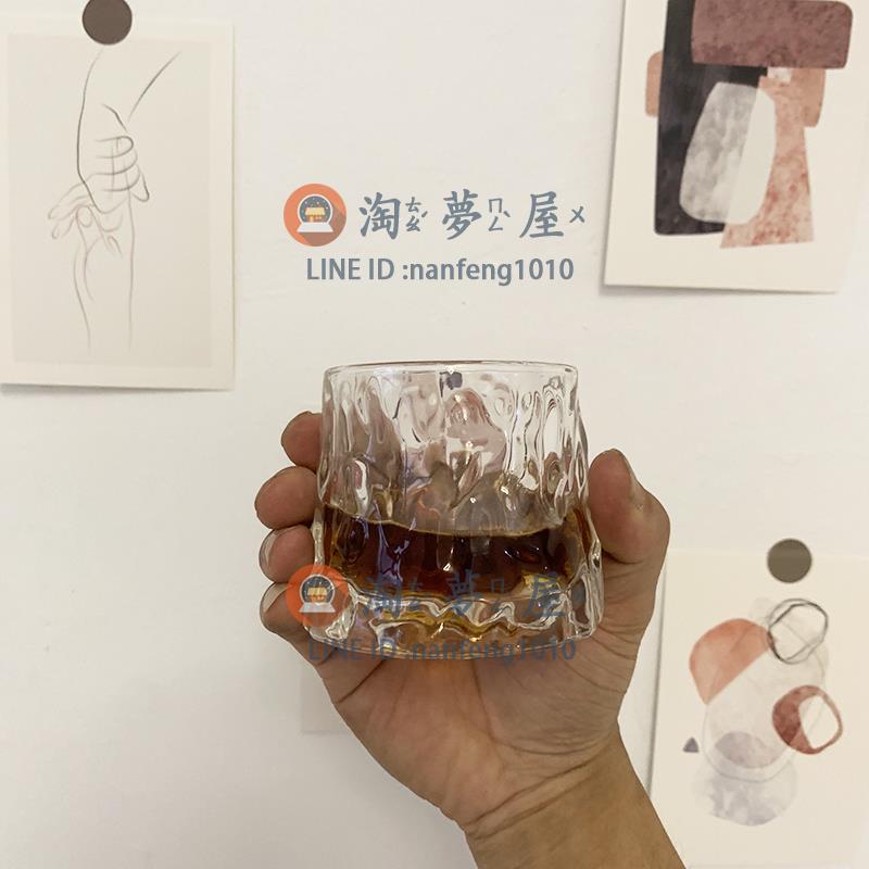 水杯2只裝北歐玻璃杯小眾洋酒杯 冰咖啡杯威士忌杯 冷飲杯不倒翁啤酒杯【淘夢屋】